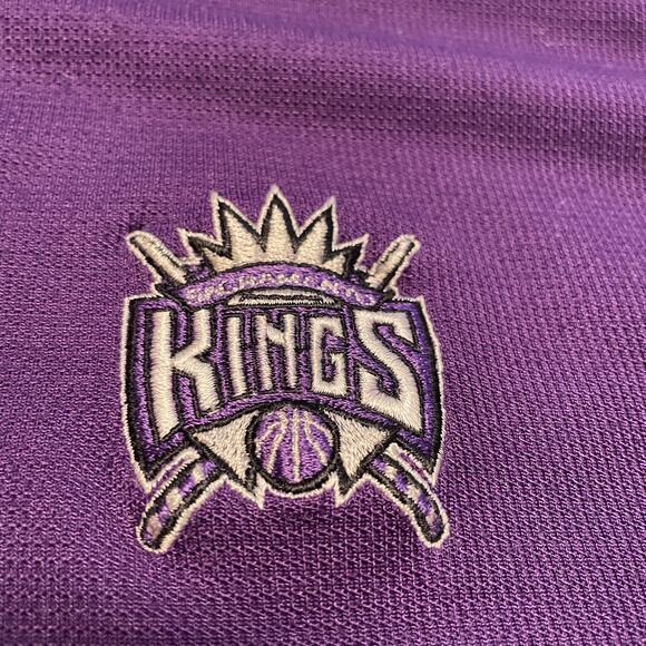 Vintage Sacramento Kings Embroidered Polo Shirt Large Purple Reebok NBA 90s Y2K - Picture 3 of 11